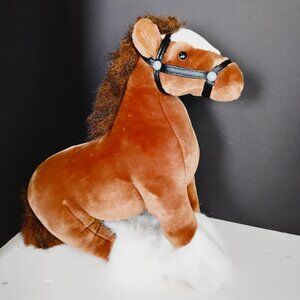 Aurora World Inc Realistic Draft Horse Clydesdale Plush Brown & White 16"